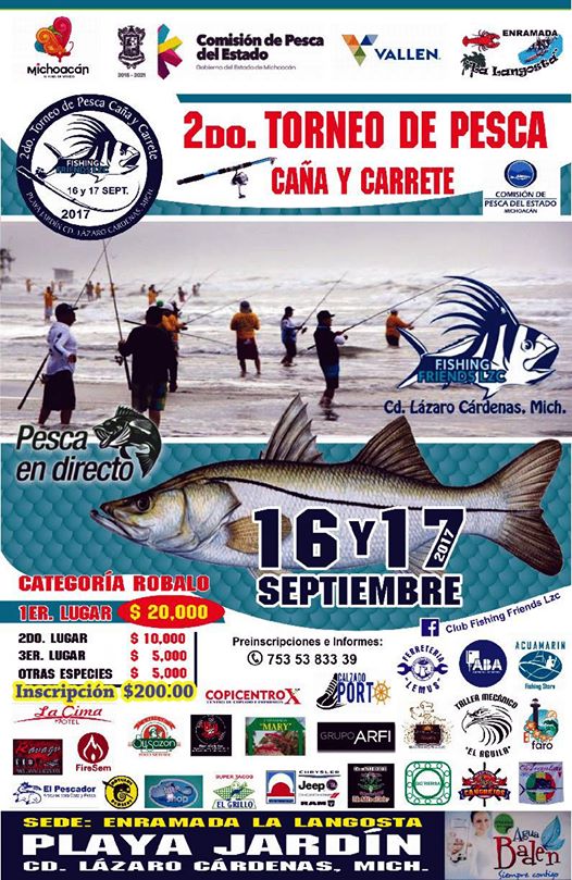 2°. Torneo de Pesca, Caña y Carrete del club Fishing Friends LZC, en Lázaro Cárdenas, Michoacán (16 y 17 septiembre 2017)