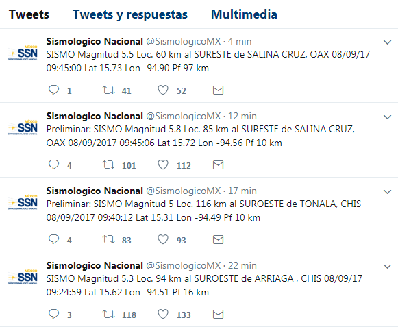 185 réplicas en las últimas horas del mega sismo de 8.2 Richter de anoche