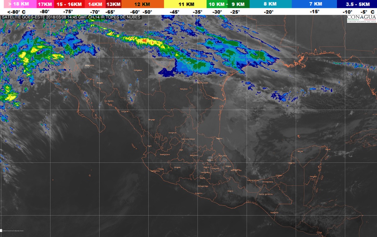 Durante la mañana y la noche de hoy se prevén temperaturas bajas en el noreste, el oriente y el centro de México