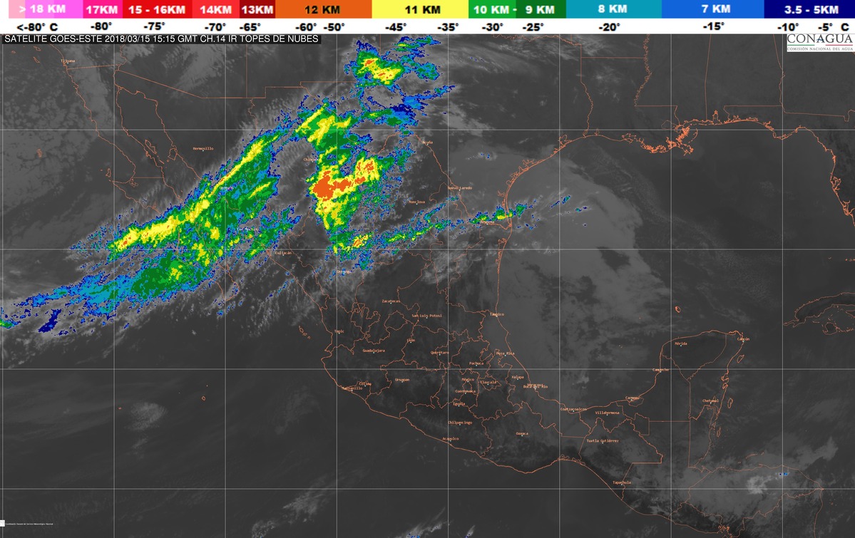 Se prevén lluvias fuertes con descargas eléctricas y granizadas en localidades de Veracruz, Oaxaca y Chiapas