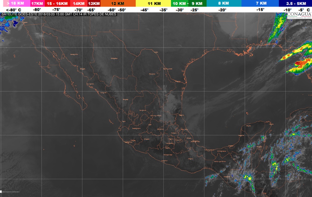 Se prevén lluvias muy fuertes en el oriente de Puebla, el norte y el centro de Veracruz y el norte de Oaxaca