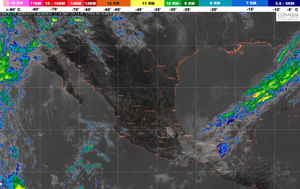 Para las siguientes horas se prevén lluvias muy fuertes en Veracruz y Chiapas