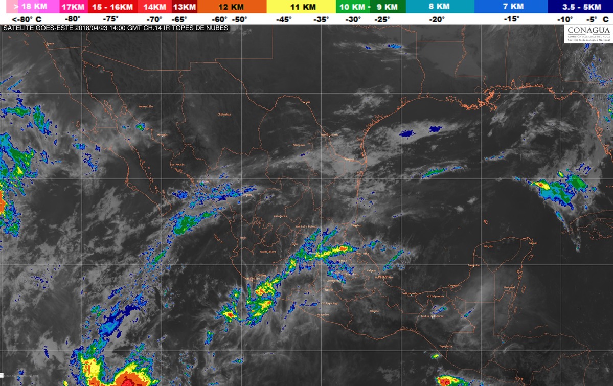 Para las próximas horas se pronostican lluvias fuertes en doce entidades de México