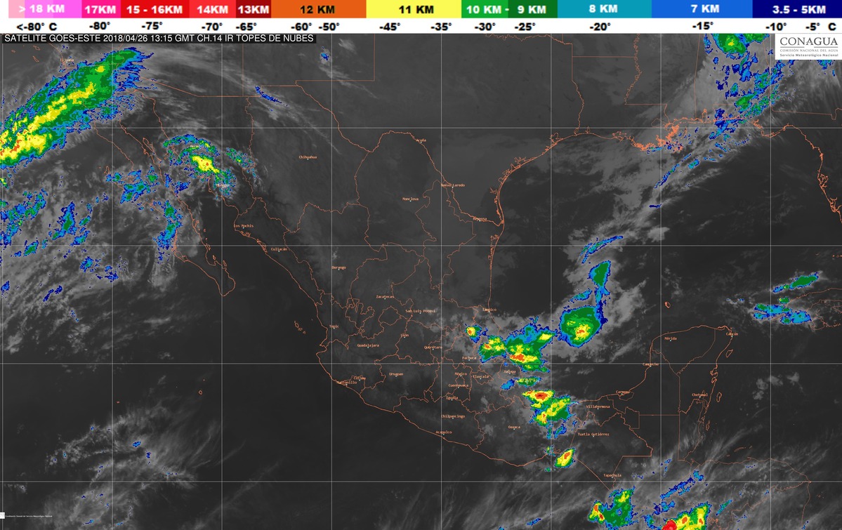Se prevén lluvias intensas y granizadas en el centro y el sur de Veracruz, el norte y el centro de Oaxaca, Chiapas y Puebla