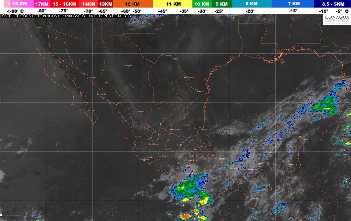 En el norte de Oaxaca, el sur de Veracruz y el centro de Chiapas, se prevén lluvias muy fuertes
