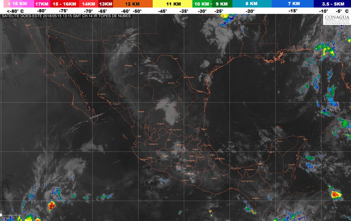 Durante la tarde de hoy se prevén temperaturas máximas de 40 a 45 grados Celsius en 13 entidades de México