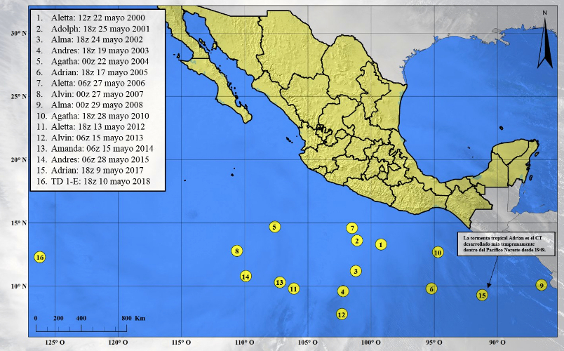 Inició monitoreo de huracanes en México en 2018; Aletta en el Pacífico y Alberto en el Golfo de México, nombre de los primeros