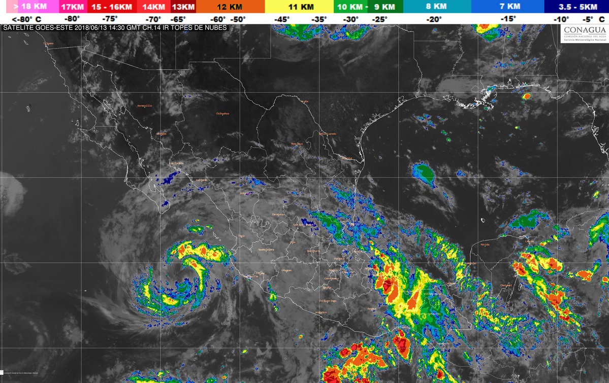 Las bandas nubosas de Bud originarán tormentas torrenciales en la mayor parte de Colima y el sur y la costa de Jalisco