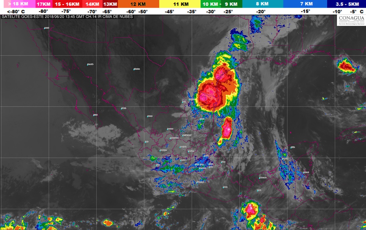 Se prevén tormentas intensas en Nuevo León y Tamaulipas y muy fuertes en Michoacán, Puebla, Veracruz y Chiapas