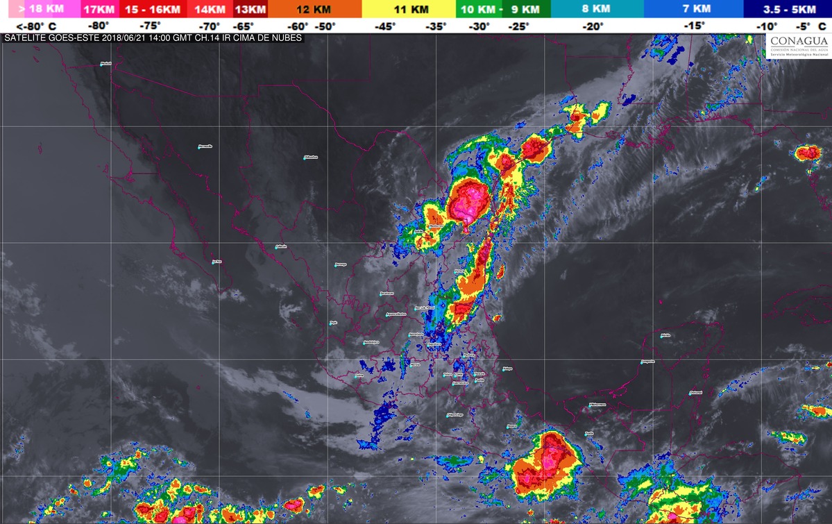 Tormentas intensas, se pronostican para San Luis Potosí, Guanajuato y Oaxaca