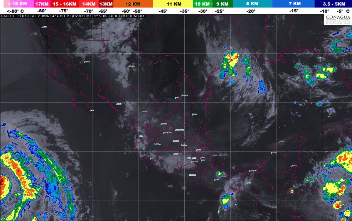 Para las próximas horas se pronostican tormentas muy fuertes en Jalisco