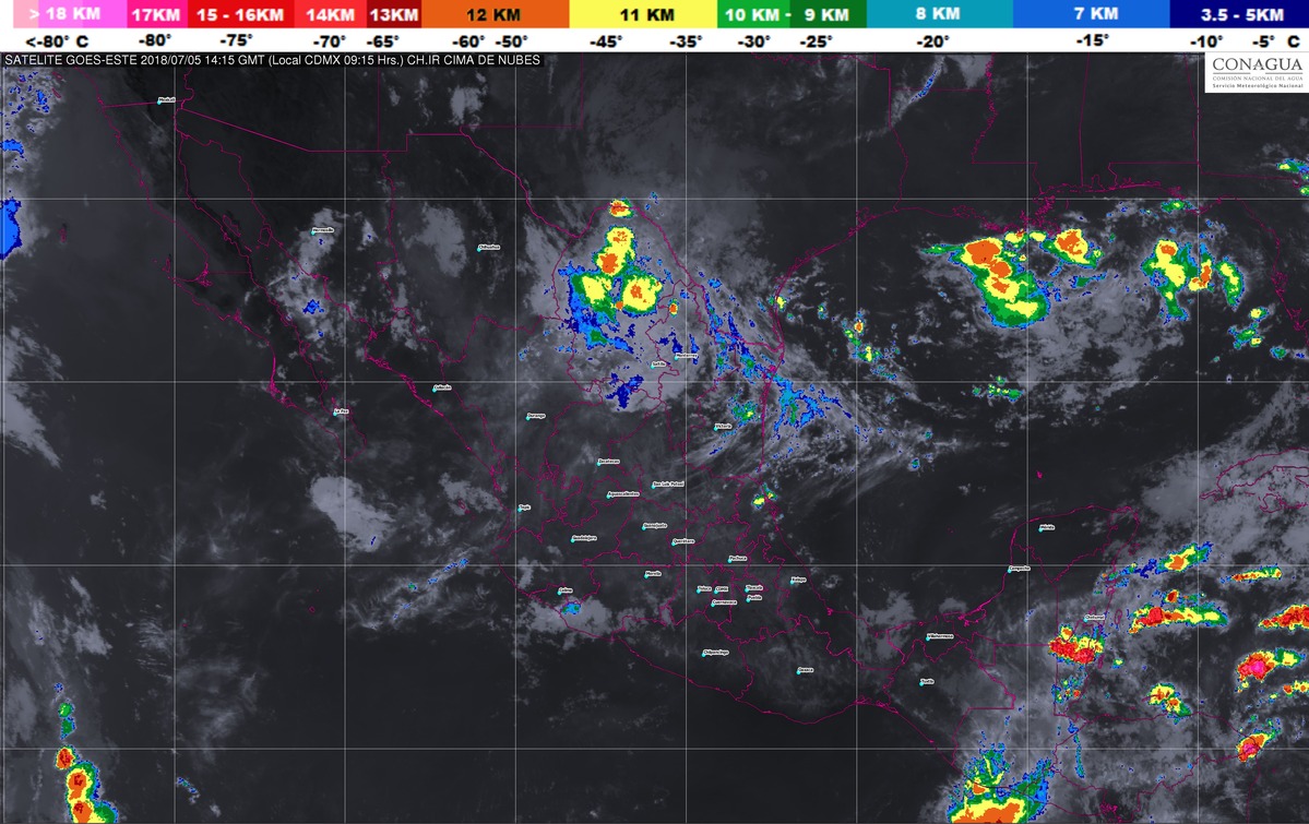 Tormentas intensas se prevén en Chiapas y el norte de Oaxaca