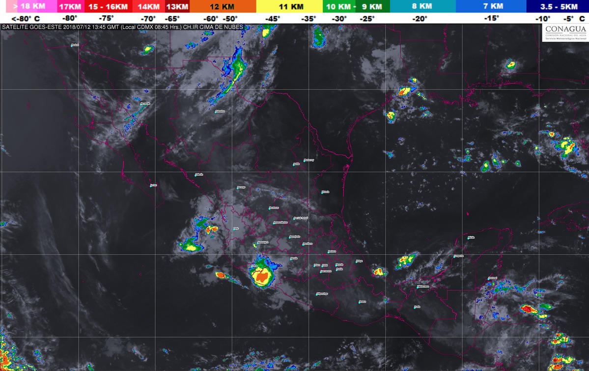 Durante las próximas horas se prevén tormentas muy fuertes en Veracruz, Tabasco, Oaxaca, Chiapas, Campeche y Quintana Roo