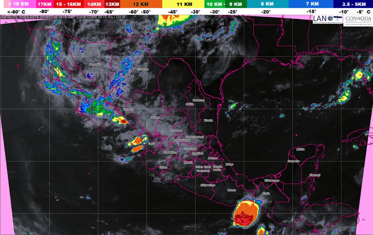 Se prevén tormentas muy fuertes en Sinaloa, Durango y Nayarit