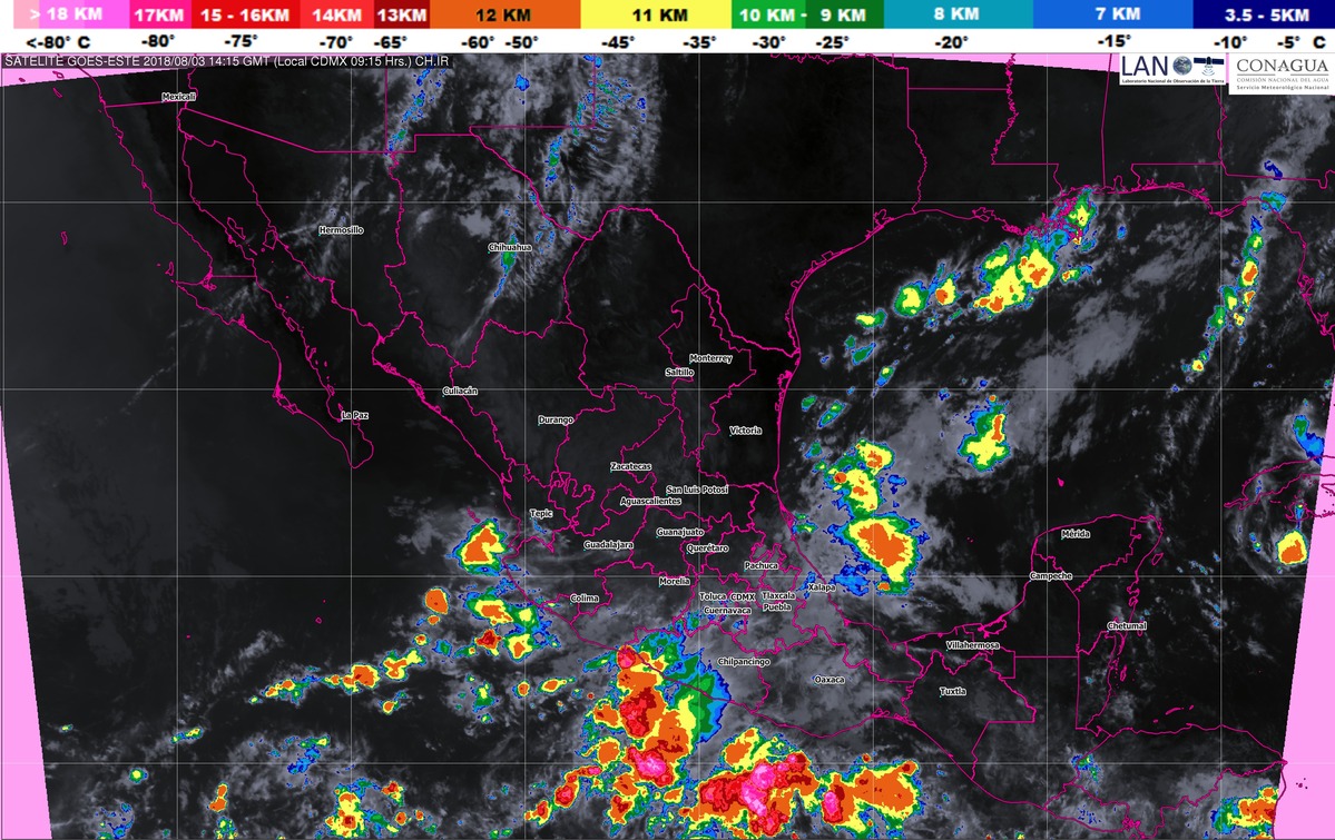 Hoy se prevén tormentas intensas en Guerrero, Oaxaca, Chiapas y Veracruz