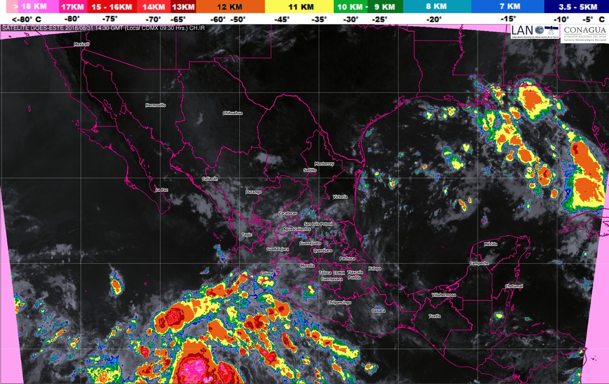 Se pronostican tormentas muy fuertes para 12 entidades de México en las próximas horas