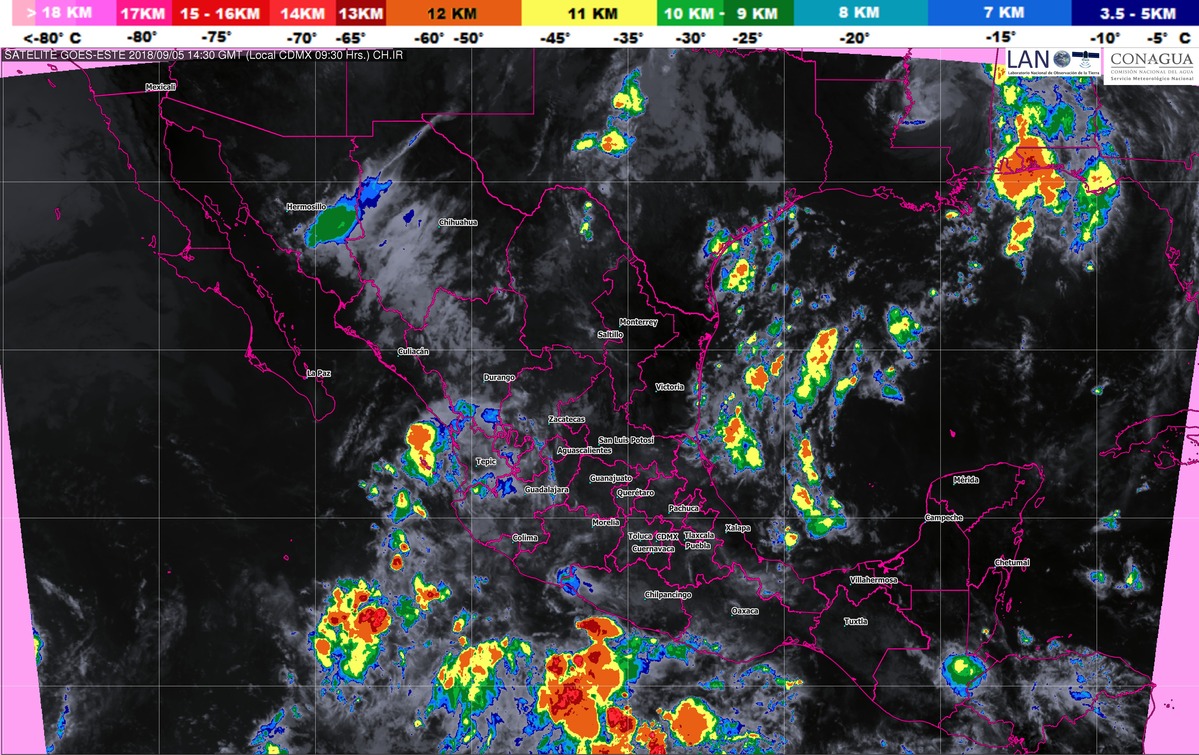 Hoy se pronostican tormentas intensas en Michoacán, Guerrero y Oaxaca