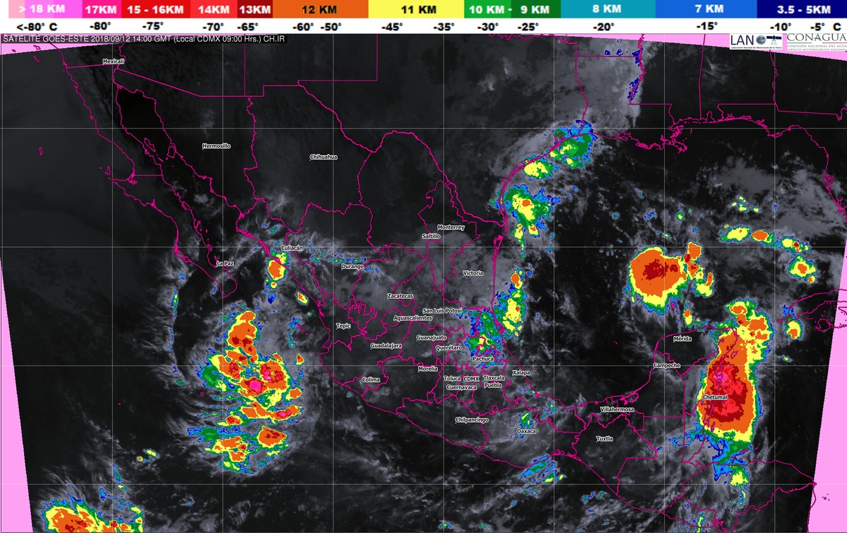 10 entidades de México tienen pronóstico de tormentas intensas, actividad eléctrica, vientos fuertes y granizo