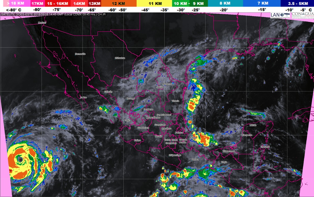 Tormentas intensas para Nayarit, Jalisco, Oaxaca, Puebla y Veracruz