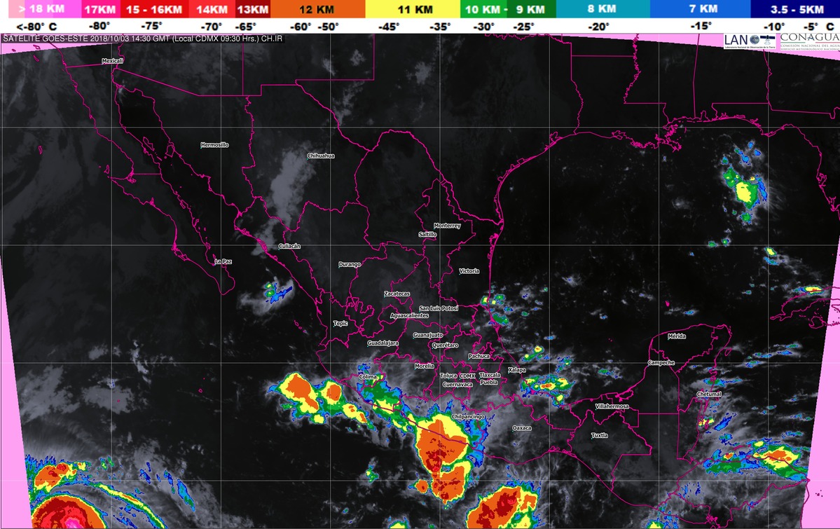 Hoy se prevén tormentas intensas en Veracruz, Tabasco, Oaxaca y Chiapas