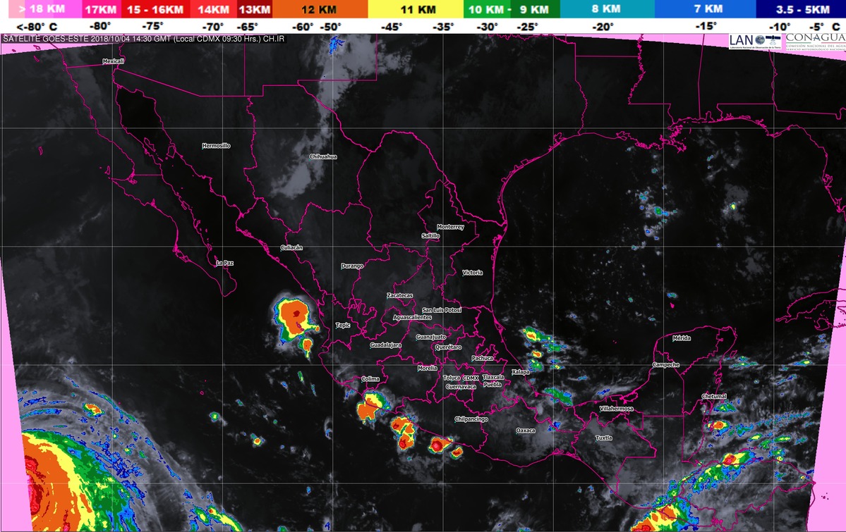 Durante las próximas horas se prevén tormentas intensas en Veracruz, Tabasco, Oaxaca y Chiapas