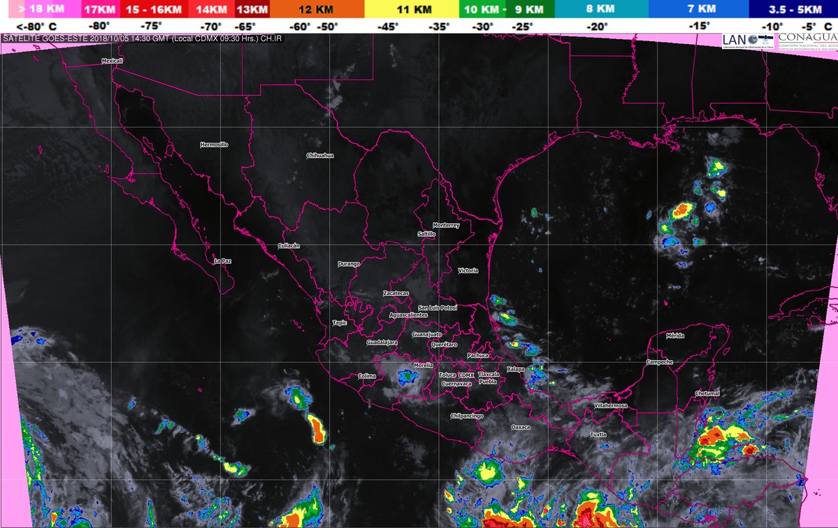 En Chiapas, Oaxaca, Veracruz y Tabasco se prevén tormentas intensas