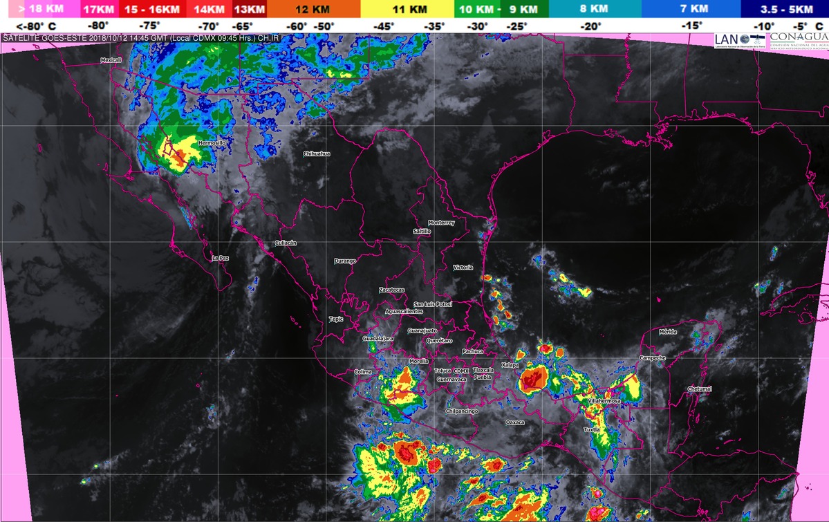 Durante la madrugada de hoy Sergio tocó tierra aproximadamente a 80 km al sur-sureste de Punta Abreojos, Baja California Sur