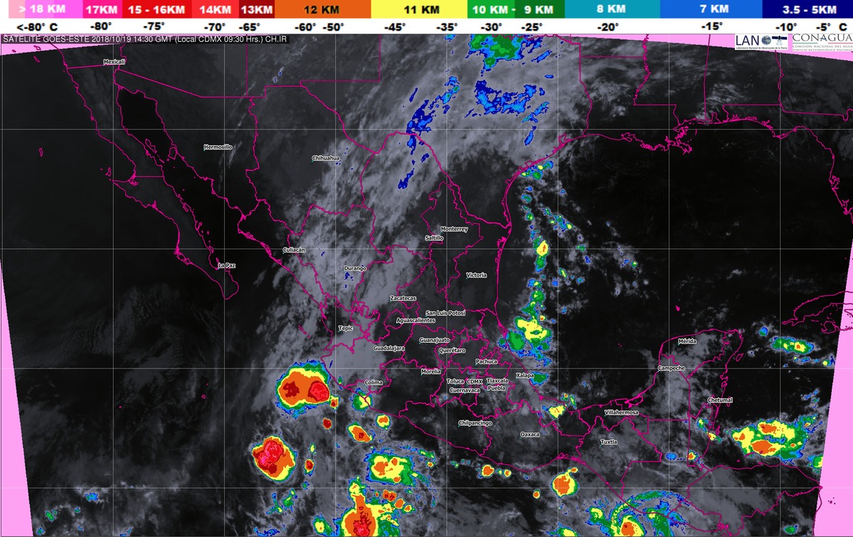 Tormentas intensas, se prevén en Veracruz, San Luis Potosí, Oaxaca y Chiapas