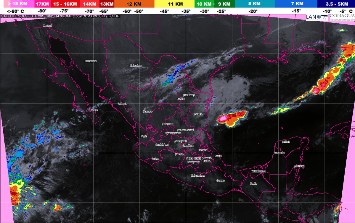 Durante las próximas horas se prevén tormentas muy fuertes en San Luis Potosí, Hidalgo, Puebla y Veracruz