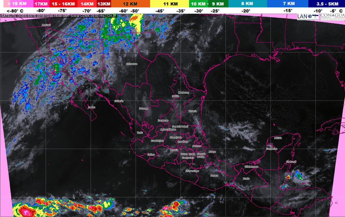 Prevén tormentas fuertes en regiones de Michoacán, Guerrero, Oaxaca, Chiapas, Veracruz y Tabasco