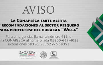Recomendaciones a pescadores comerciales y deportivos por condiciones adversas del huracán Willa