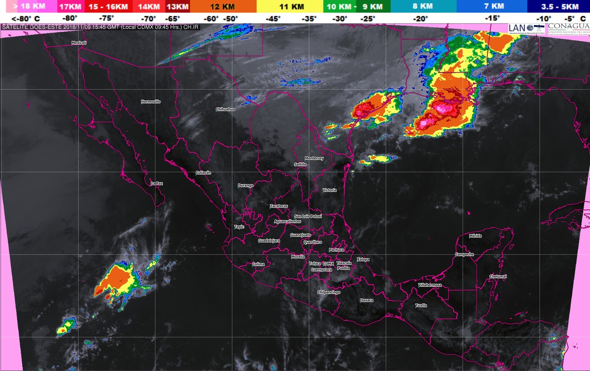 Prevén tormentas muy fuertes en Nuevo León, Tamaulipas y Veracruz, debido al Frente Frío Número 9