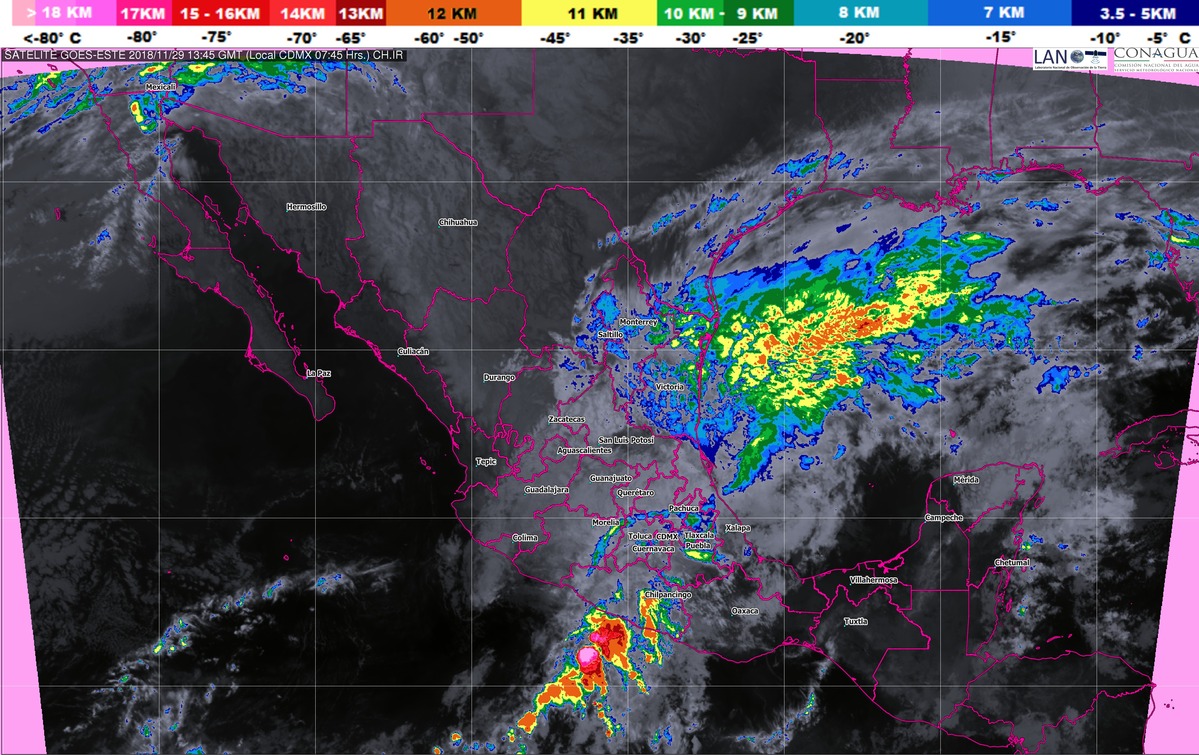 Se prevén tormentas intensas en Michoacán y Guerrero, y muy fuertes en Morelos, Oaxaca, Yucatán y Quintana Roo