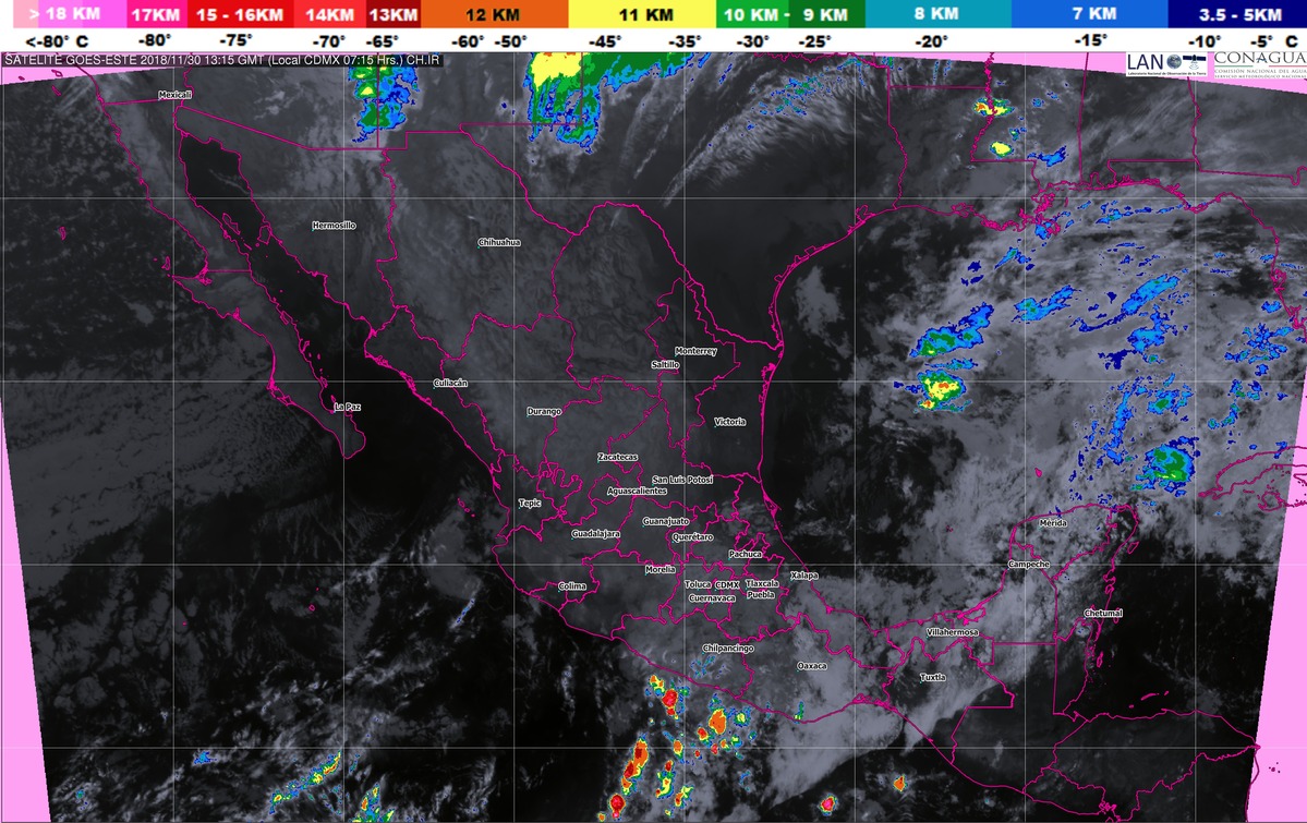 Se prevén tormentas muy fuertes en Guerrero y fuertes en Baja California, Oaxaca, Chiapas, Campeche, Yucatán y Quintana Roo