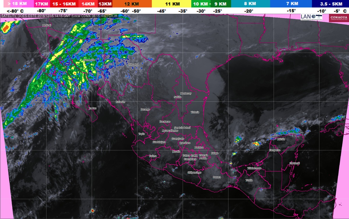 Se prevé evento de Norte con rachas de viento mayores a 80 km/h en el Istmo y el Golfo de Tehuantepec