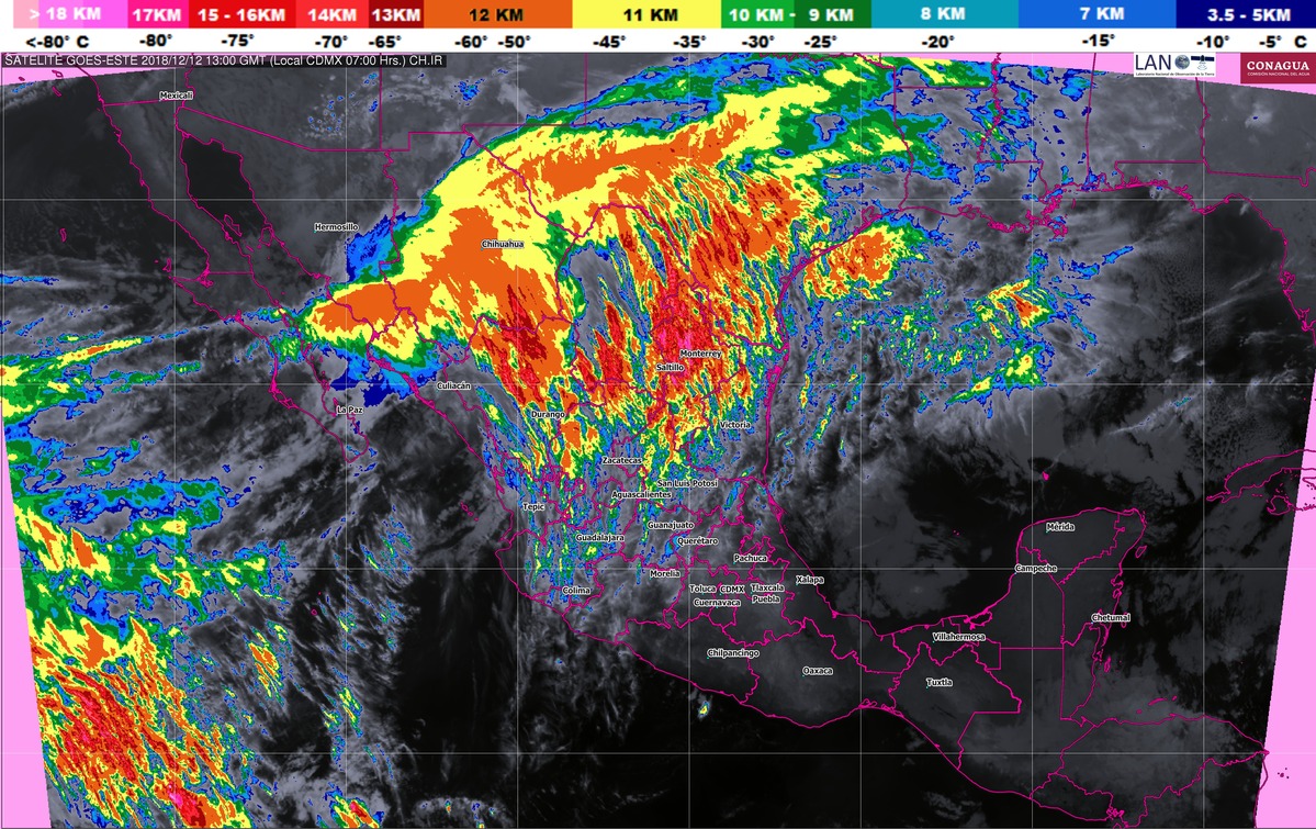 En la sierra de Chihuahua y Durango se prevé precipitación de nieve o aguanieve durante la mañana