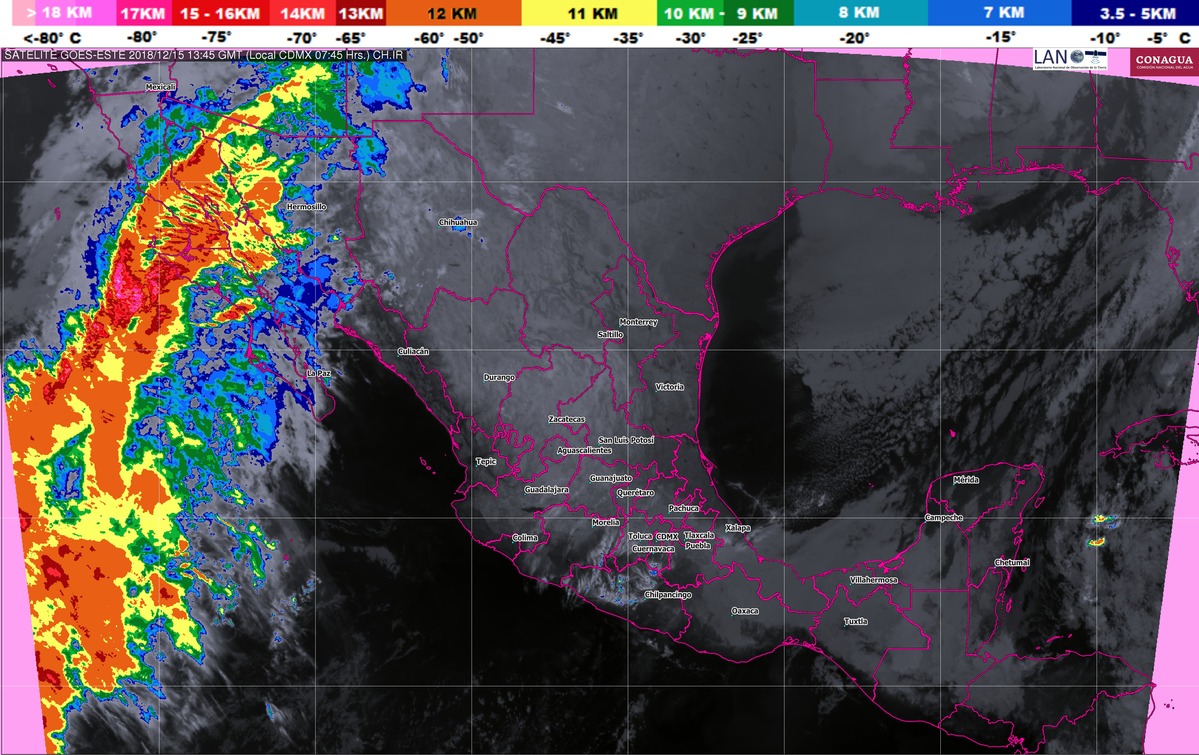 Se prevén heladas en zonas del norte, noreste y centro del país, así como bancos de niebla en regiones del oriente y el sureste.