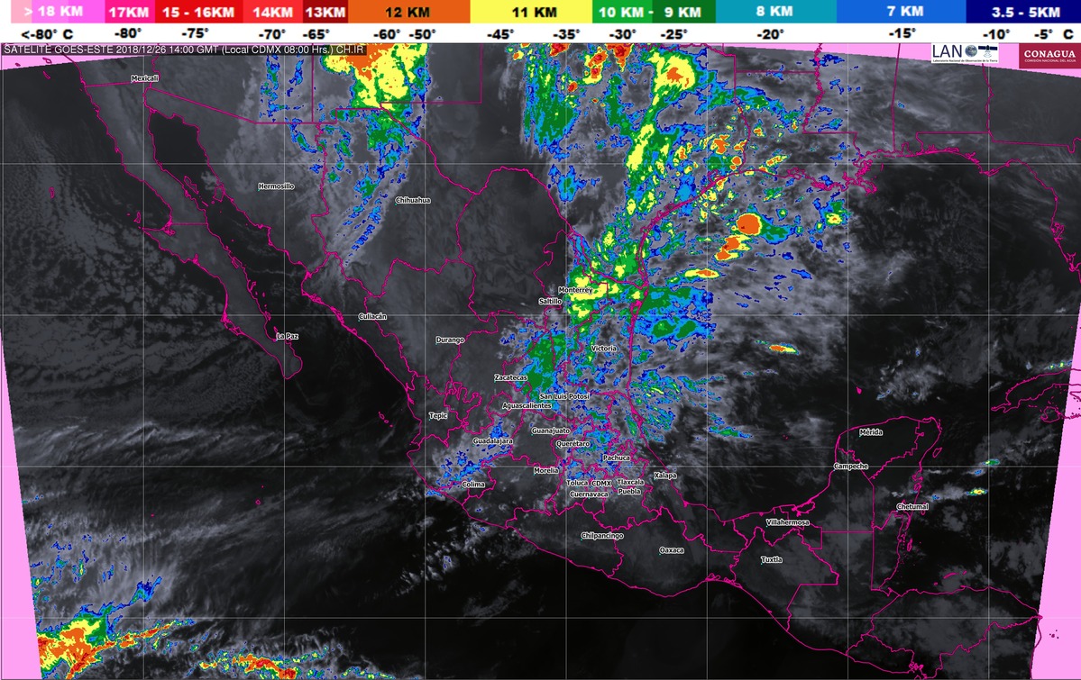 Ambiente muy frío en el norte de México y posible nieve o aguanieve en montañas de Sonora, Chihuahua y Durango
