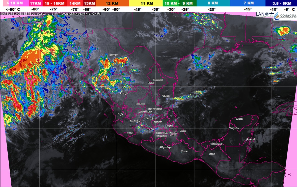 Se prevén nevadas o aguanieve en zonas altas de Baja California, así como nieblas o neblinas matutinas en el oriente y sureste del país