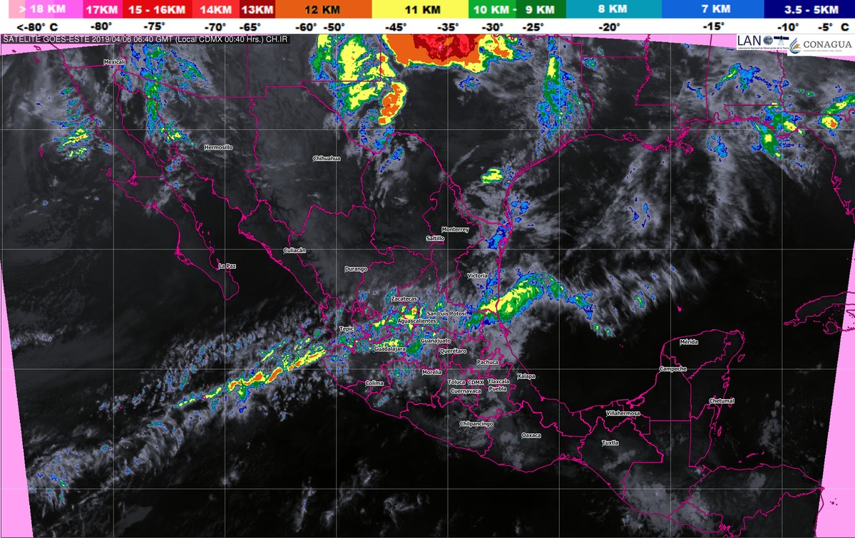 Se pronostican tormentas fuertes con posible granizo y vientos fuertes con tolvaneras en Coahuila, Nuevo León y Tamaulipas