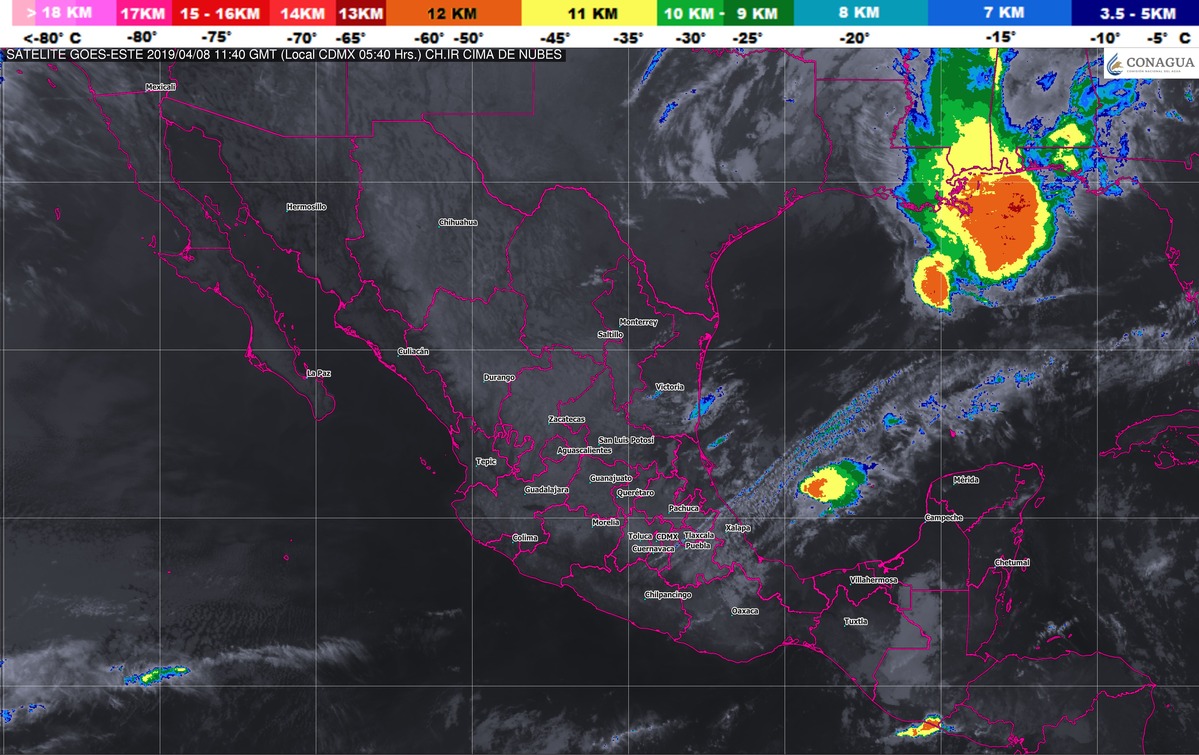 Se prevén tormentas puntuales intensas en regiones de Veracruz, Oaxaca y Chiapas
