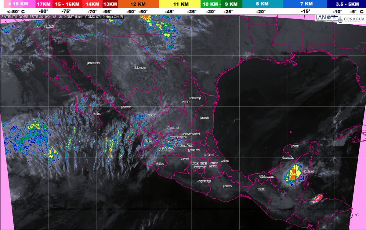 Se pronostican tormentas fuertes con actividad eléctrica para Chiapas, Campeche y Quintana Roo