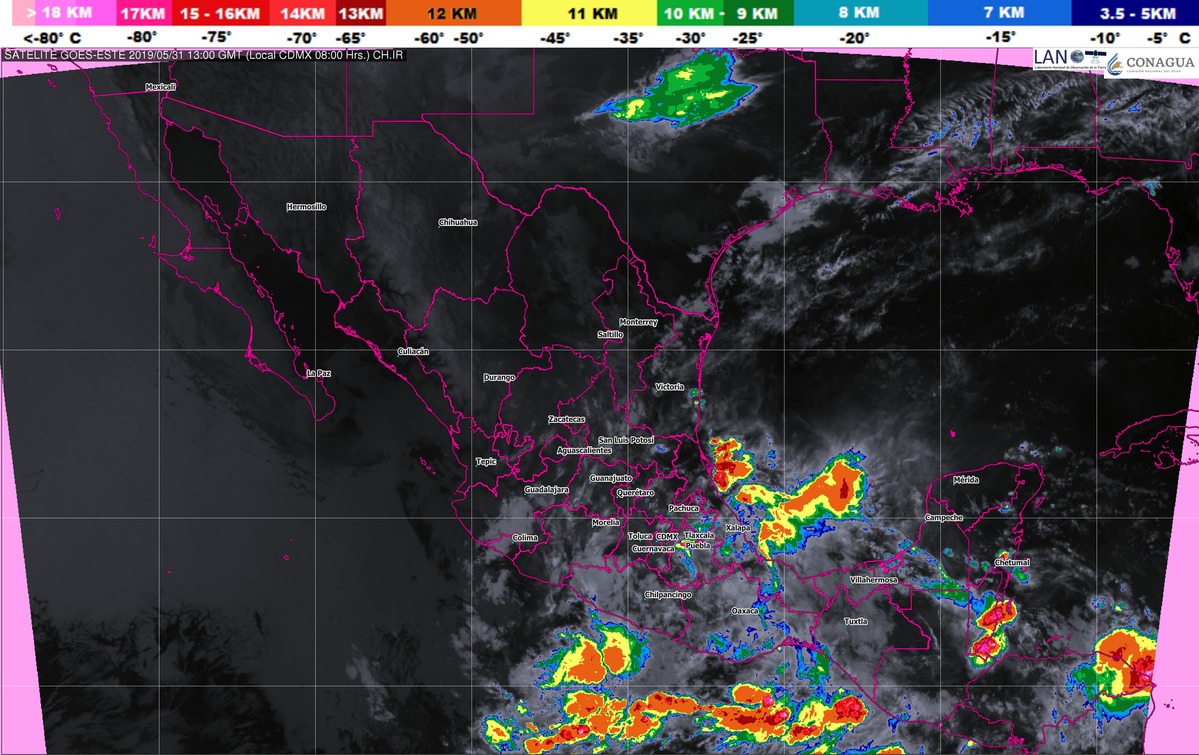 Se pronostican tormentas torrenciales con actividad eléctrica y posible granizo para Oaxaca y Chiapas