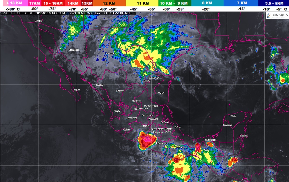 Se prevén tormentas muy fuertes con actividad eléctrica y posible granizo en Tabasco y Chiapas
