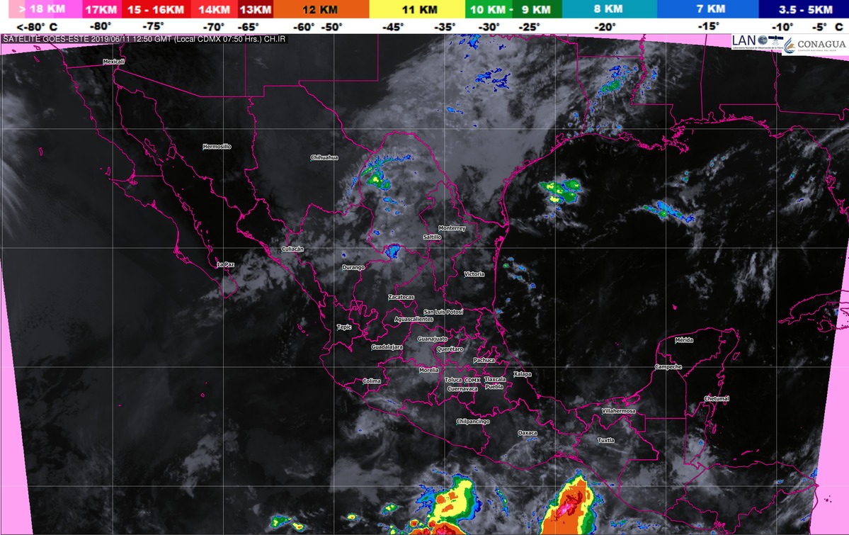 Hoy se pronostican tormentas intensas para Chiapas, Tabasco y Campeche, debido a la Onda Tropical Número 2