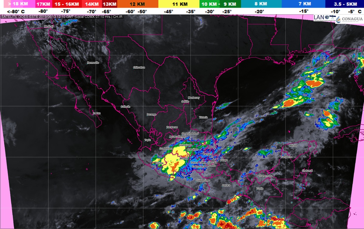 Lluvias intensas, actividad eléctrica y posibles granizadas se pronostican para Veracruz, Tabasco, Oaxaca y Chiapas