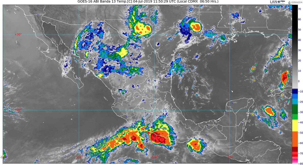 Se pronostican lluvias puntuales muy fuertes con actividad eléctrica y posible granizo para Chihuahua, Jalisco y Michoacán
