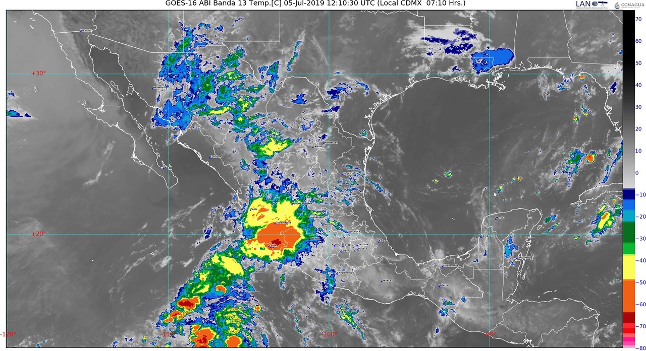 Lluvias muy fuertes con actividad eléctrica y posible granizo se prevén en el norte, el occidente y el sur de México