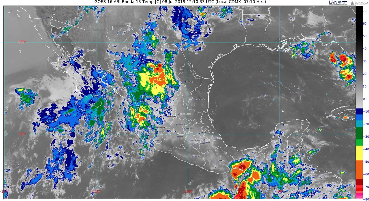 Se pronostican lluvias intensas para Chiapas y muy fuertes para Chihuahua, Durango, Sinaloa y Tabasco