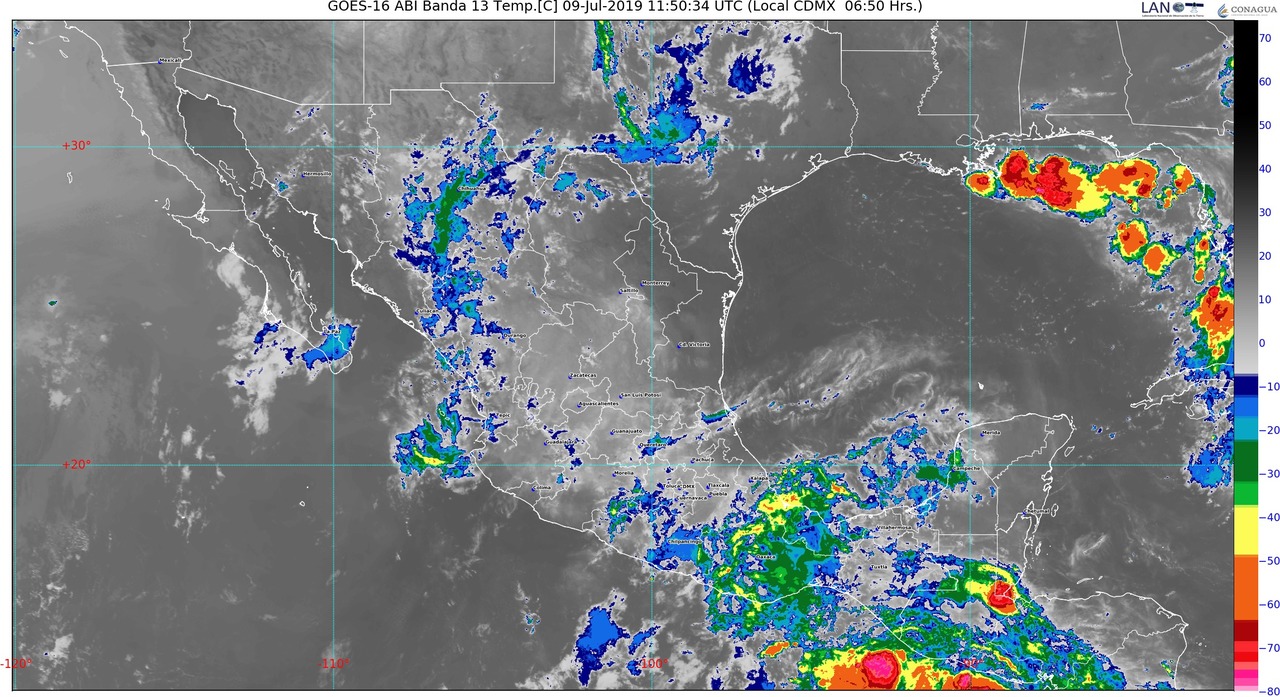 Se prevén lluvias intensas en Chiapas y muy fuertes en Chihuahua, Durango, Sinaloa, Guerrero y Oaxaca